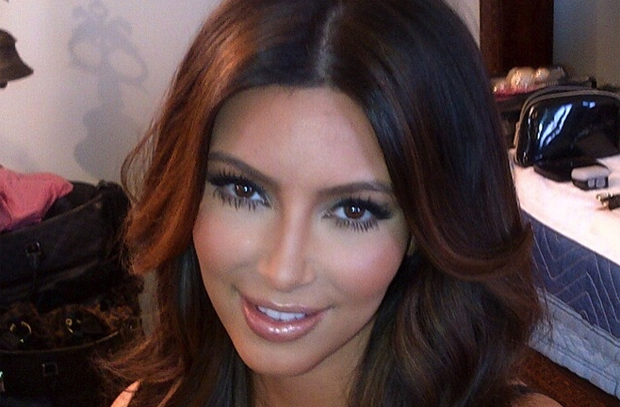 Kim Kardashian with brown hair